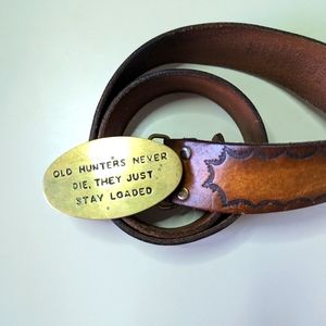 Levi's brown leather belt with novelty brushed gold belt buckle